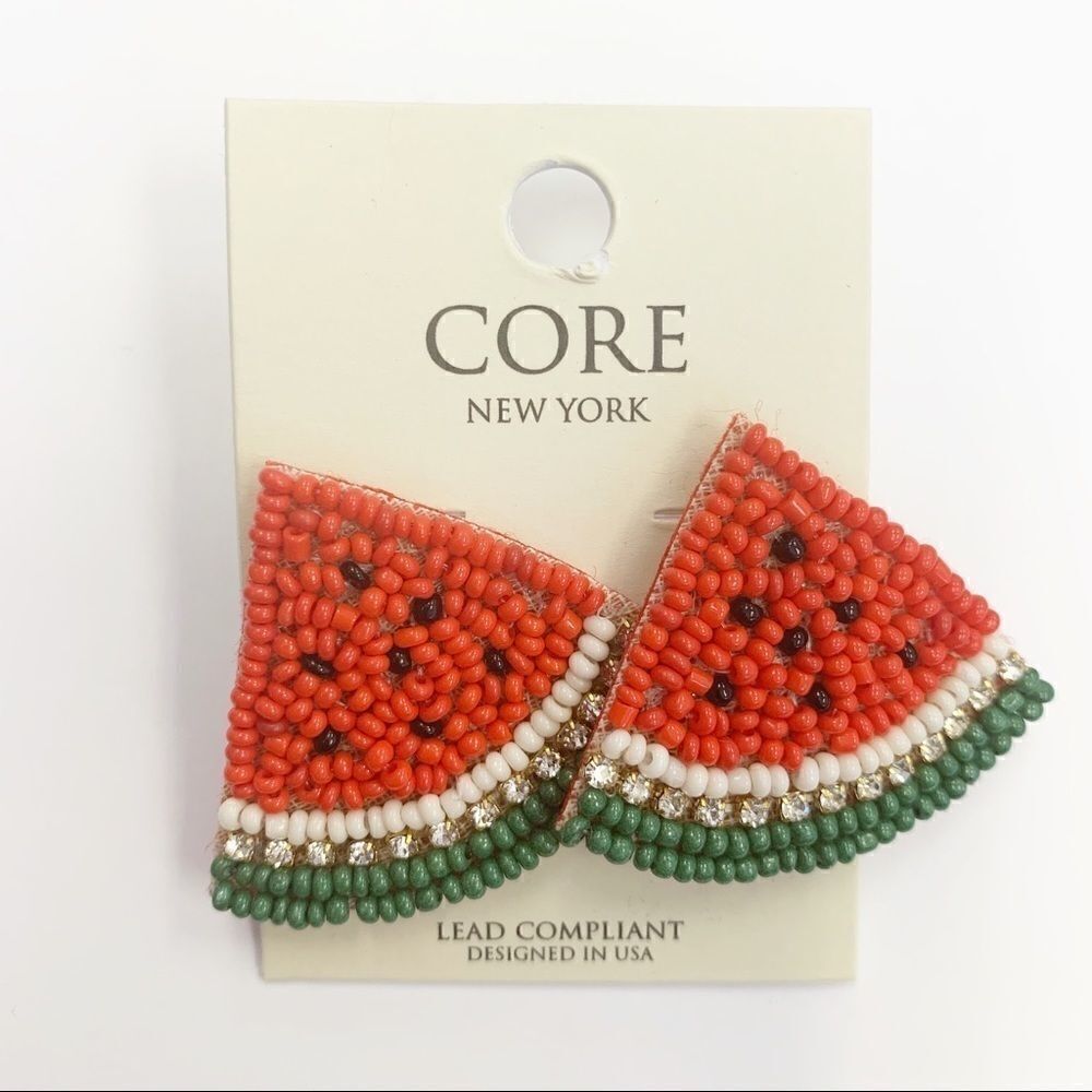 Bohemian Beaded Watermelon Slice Post Earrings